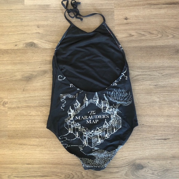 Hot Topic Harry Potter Swimsuit Black and White Size Med Midnight Marauder’s - Picture 3 of 12